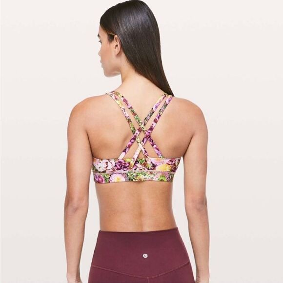 Lululemon sz 4 Energy Bra Nulux Inflorescent Multi excellent pink green yellow - Picture 4 of 10